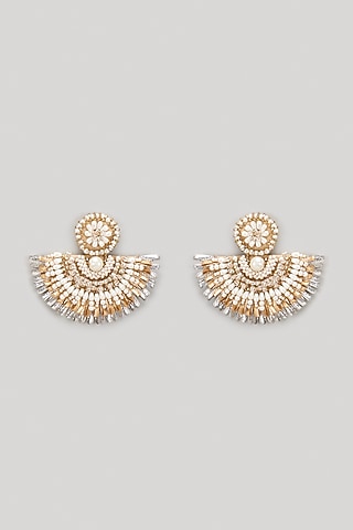 Pearl & Gota Hand Embroidered Dangler Earrings by Hanom