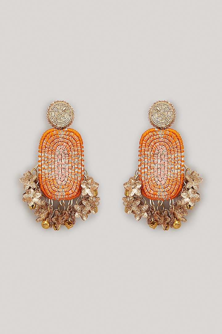 Dabka & Resham Hand Embroidered Dangler Earrings by Hanom