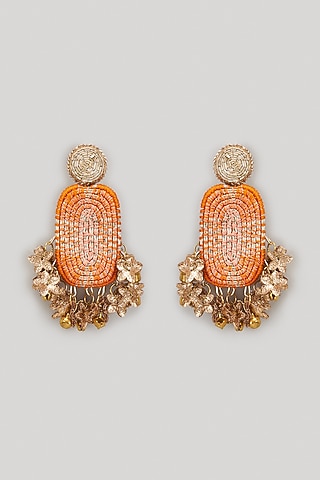Dabka & Resham Hand Embroidered Dangler Earrings by Hanom