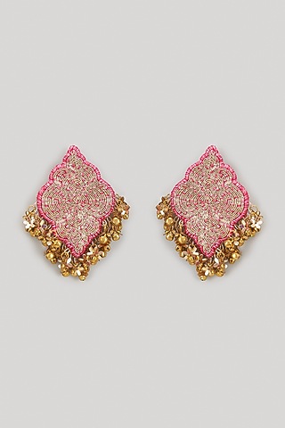 Dabka & Resham Hand Embroidered Dangler Earrings by Hanom