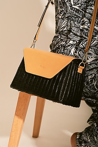 Black & Tan Handwoven Box Sling by Hans (Handmade)