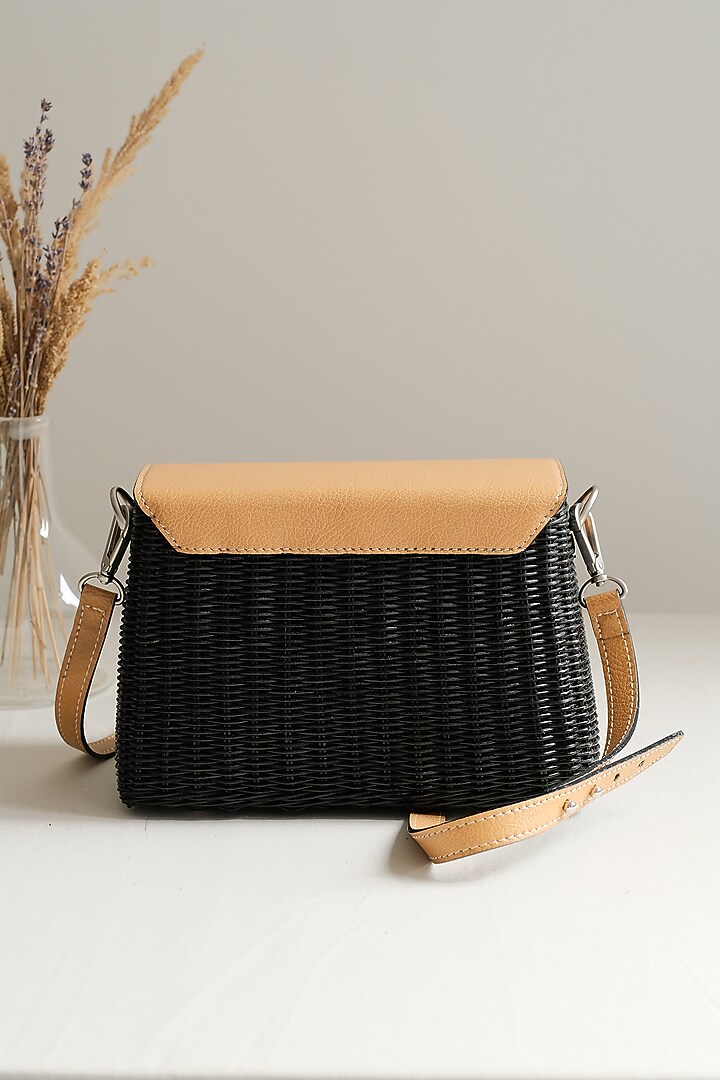 Black & Tan Handwoven Box Sling by Hans (Handmade) at Pernia's Pop Up Shop