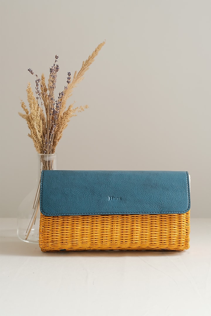 Brown & Blue Handwoven Clutch by Hans (Handmade) at Pernia's Pop Up Shop