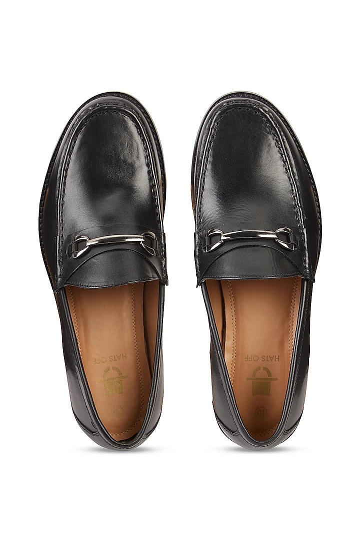 Black Leather Loafers by HATS OFF ACCESSORIES