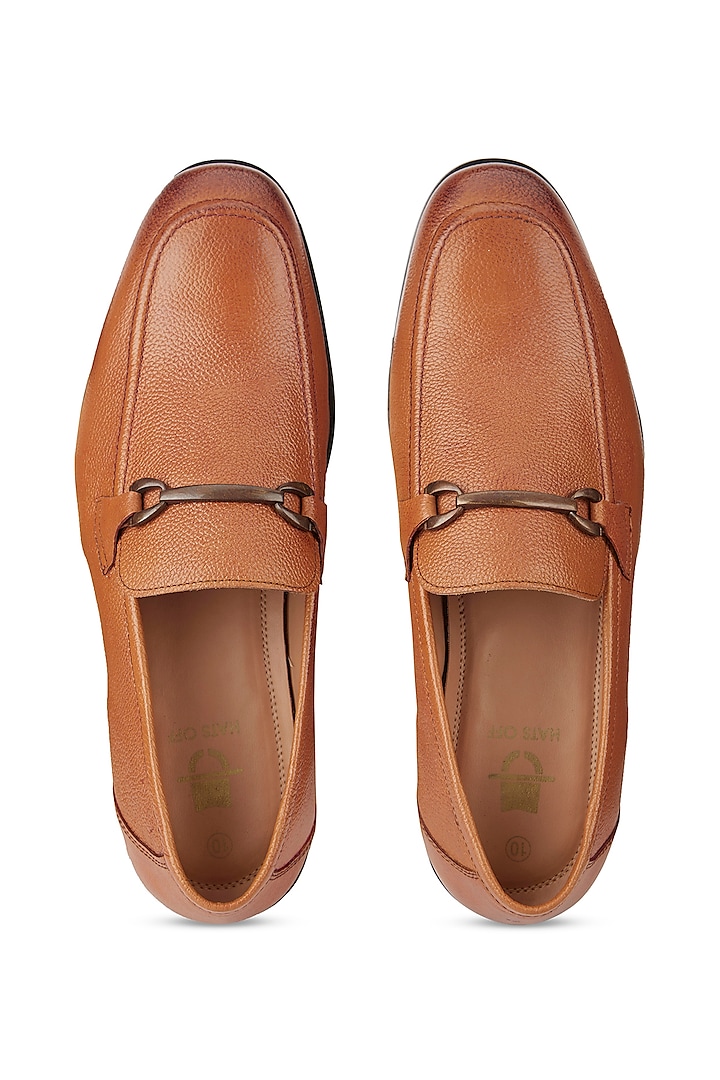 Tan Leather Loafers by HATS OFF ACCESSORIES