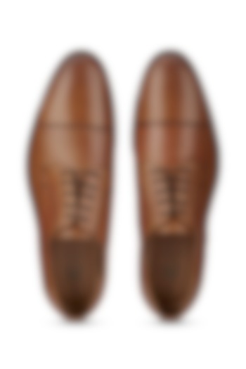 Tan Leather Oxford Shoes by HATS OFF ACCESSORIES