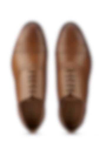 Tan Leather Brogue Shoes by HATS OFF ACCESSORIES