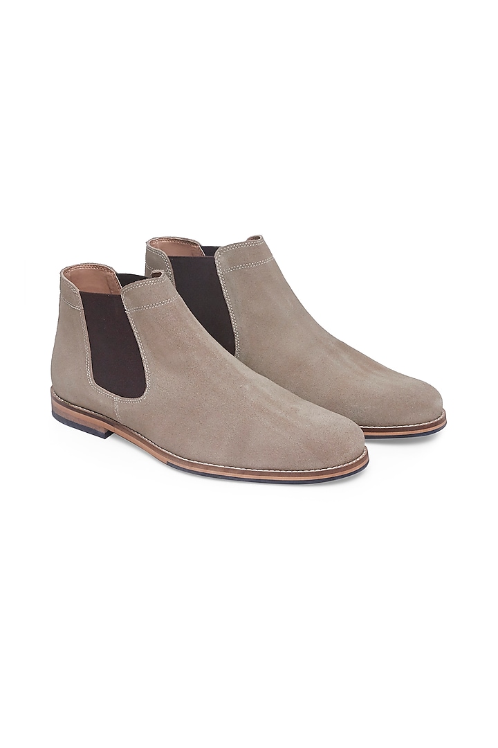 Beige Handcrafted Leather Boots by HATS OFF ACCESSORIES