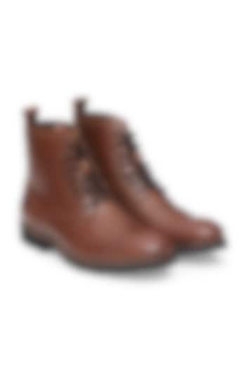 Brown Handcrafted Leather Boots by HATS OFF ACCESSORIES