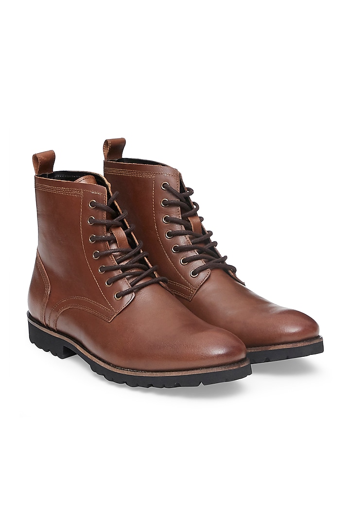 Brown Handcrafted Leather Boots by HATS OFF ACCESSORIES