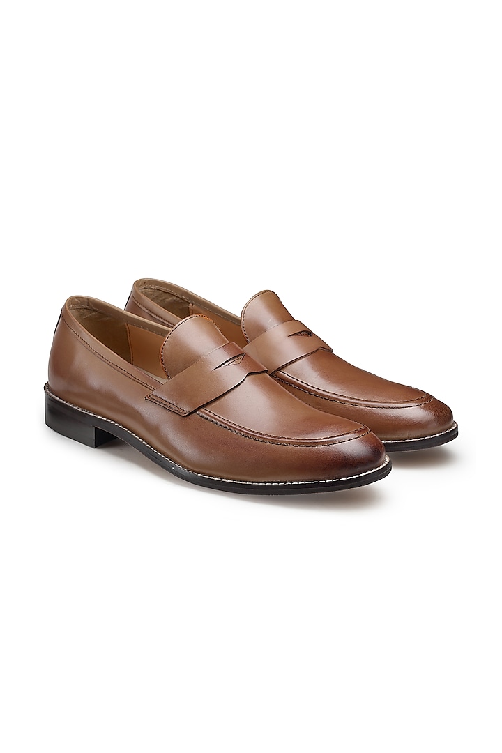 Brown Leather Loafers by HATS OFF ACCESSORIES