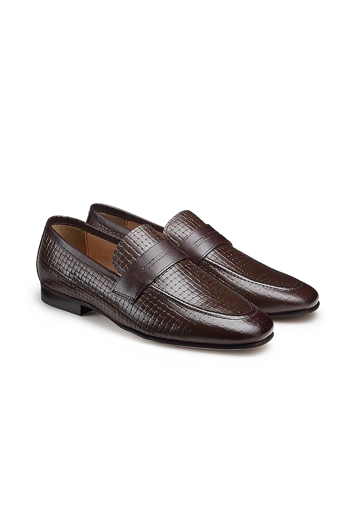 Brown Slip-On Loafers In Leather by HATS OFF ACCESSORIES