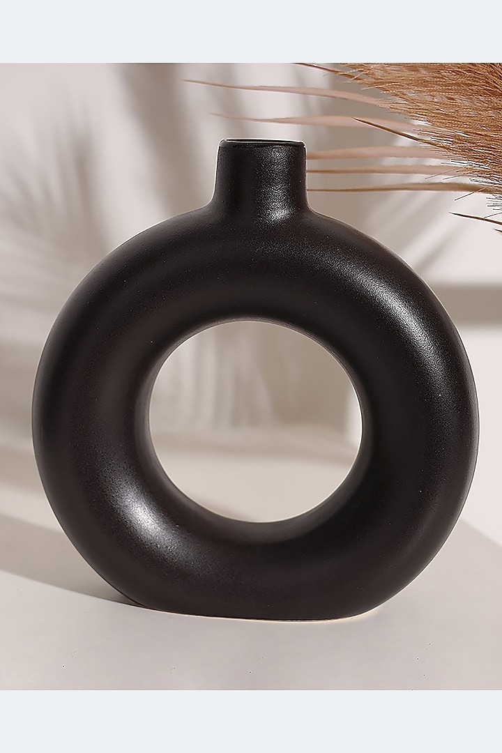 Black Pipe-Shaped Ceramic Pot Planter by Order Happiness