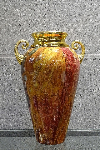 Multi-Colored Metal Antique Round Vase by Order Happiness
