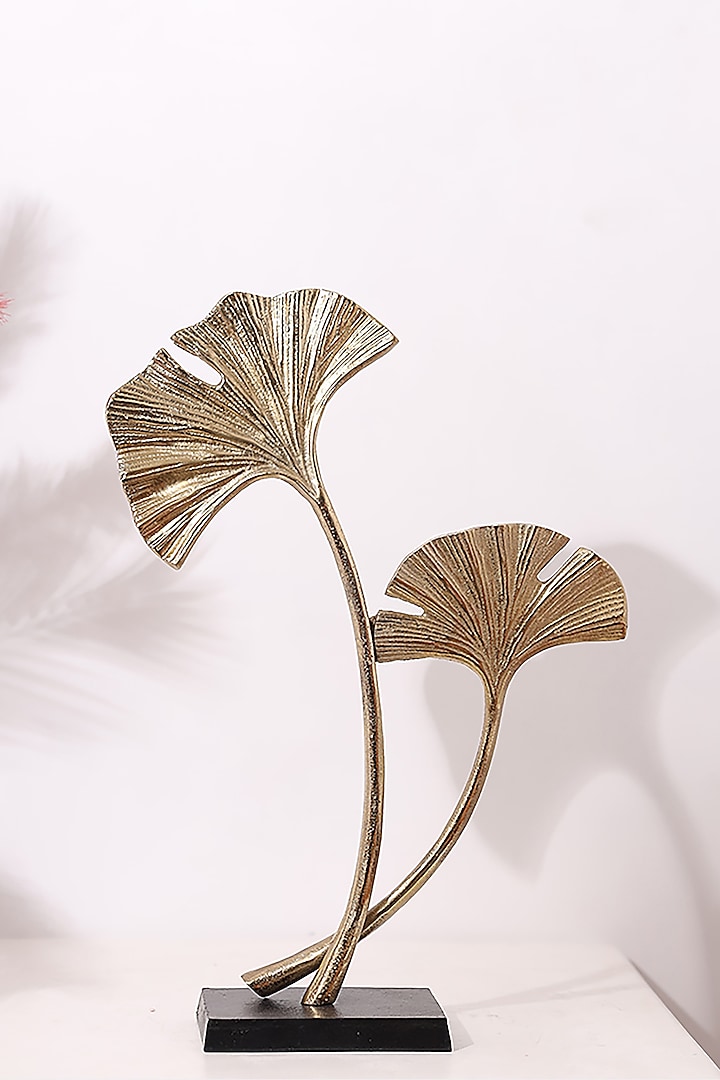Gold Metal Decorative Leaf Table Top Showpiece by Order Happiness