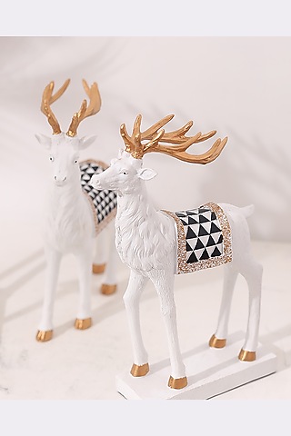 White Decorative Deer Sculptures (Set of 2) by Order Happiness