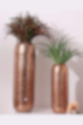 Copper Decorative Round Flower Vases (Set of 2) by Order Happiness