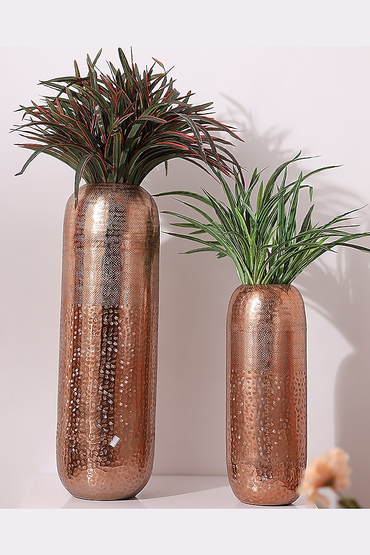 Copper Decorative Round Flower Vases (Set of 2) by Order Happiness