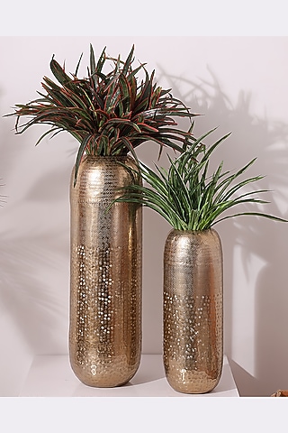 Gold Decorative Round Flower Vases (Set of 2) by Order Happiness