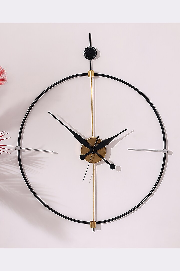 Black & Gold Iron Single-Rim Wall Clock by Order Happiness