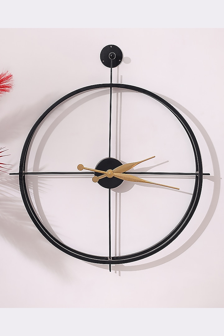 Black & Gold Single-Rim Wall Clock by Order Happiness