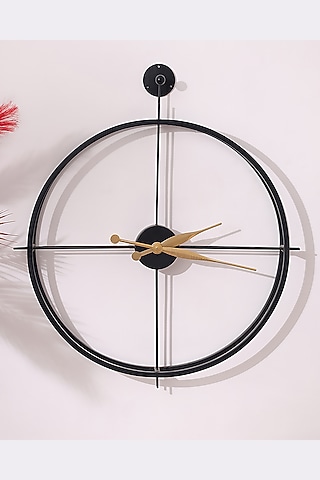Black & Gold Single-Rim Wall Clock by Order Happiness
