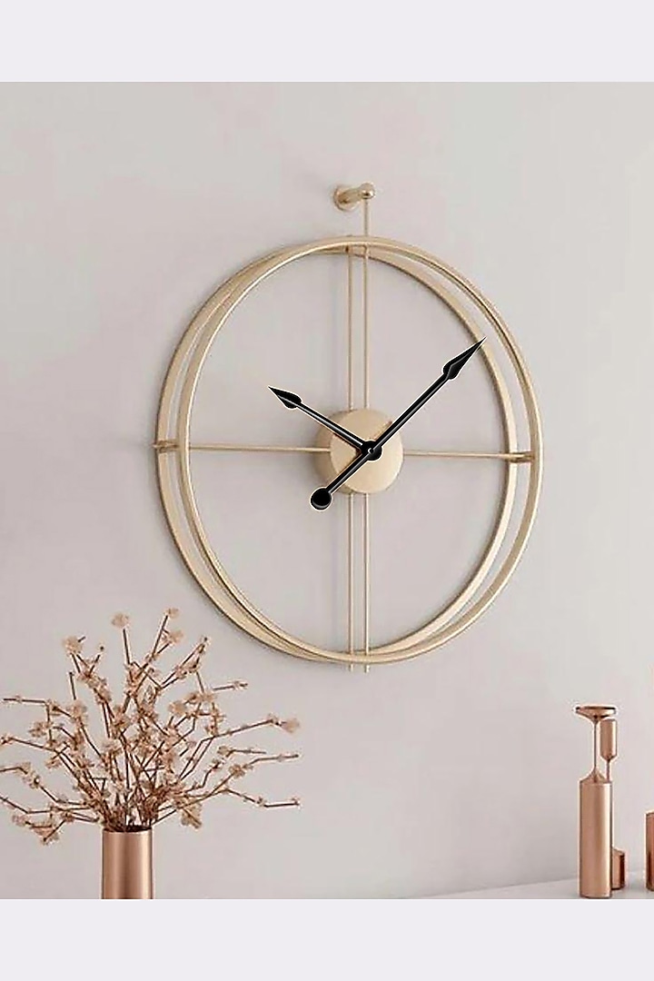 Gold Iron Single-Rim Wall Clock by Order Happiness