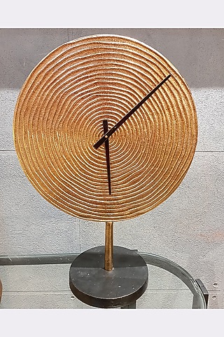 Gold & Black Pure Aluminium Round Table Clock by Order Happiness
