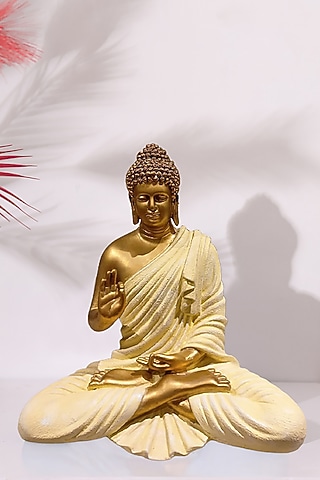 Gold & Cream Polyresin Lord Buddha Sculpture by Order Happiness
