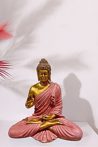 Gold & Pink Polyresin Lord Buddha Sculpture by Order Happiness