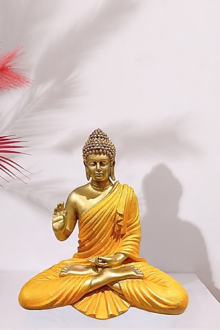 Gold & Yellow Polyresin Lord Buddha Sculpture by Order Happiness