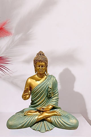 Gold & Green Polyresin Lord Buddha Sculpture by Order Happiness