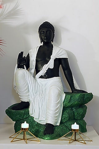 Black & White Lord Buddha Figurine by Order Happiness