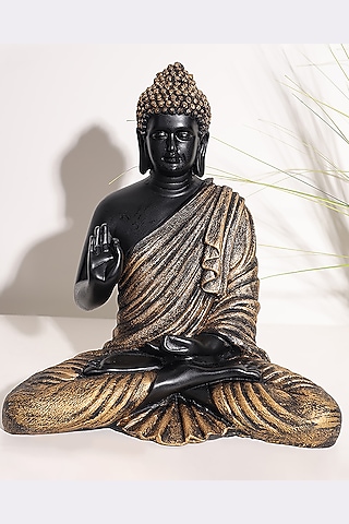 Black & Gold Lord Buddha Sculpture by Order Happiness