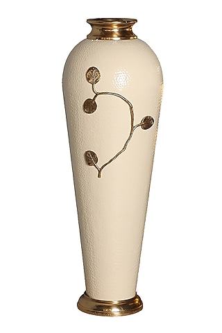 White Metal Flower Vase by Order Happiness