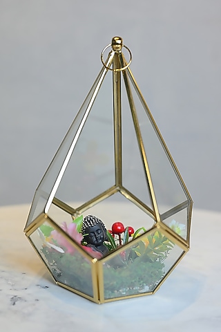 Golden Metal Diamond-Shaped Planter by Order Happiness