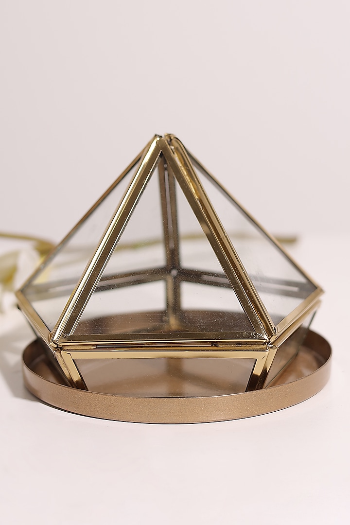 Golden Geometric Diamond-Cut Glass Planter by Order Happiness