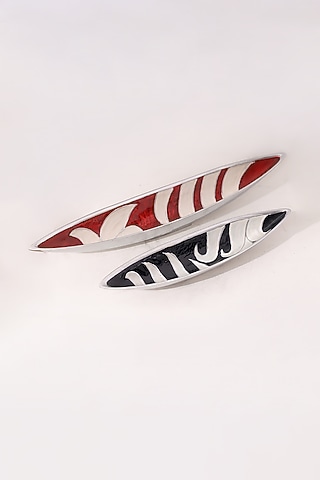 Multi-Colored Metal Leaf Shaped Platter (Set of 2) by Order Happiness