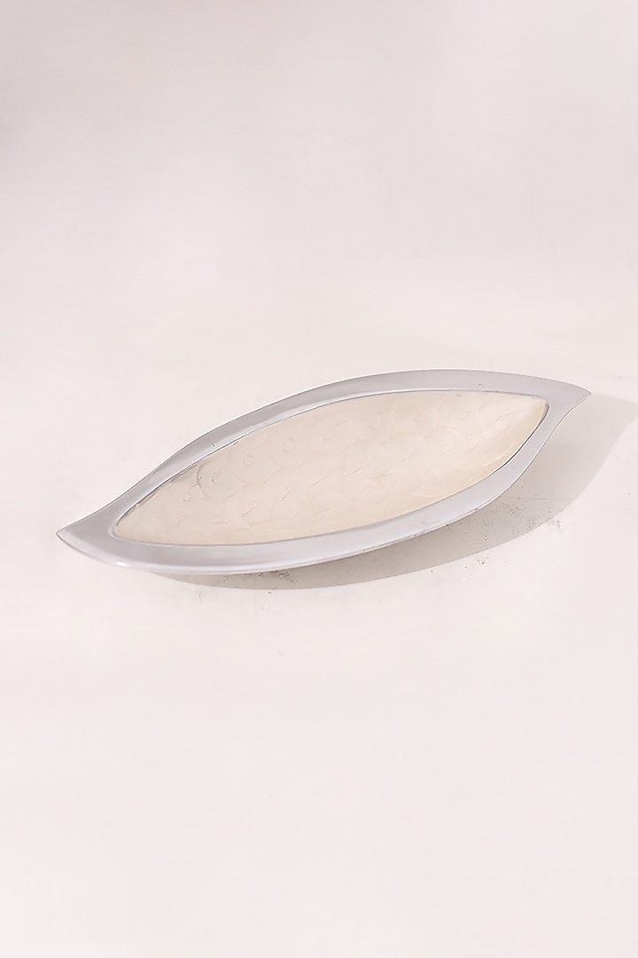Silver Metal Leaf Shape Platter by Order Happiness