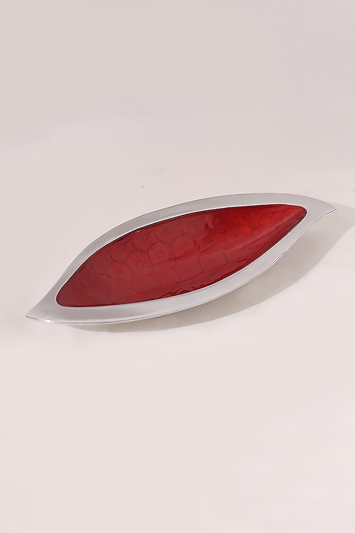 Red & Silver Metal Platter by Order Happiness
