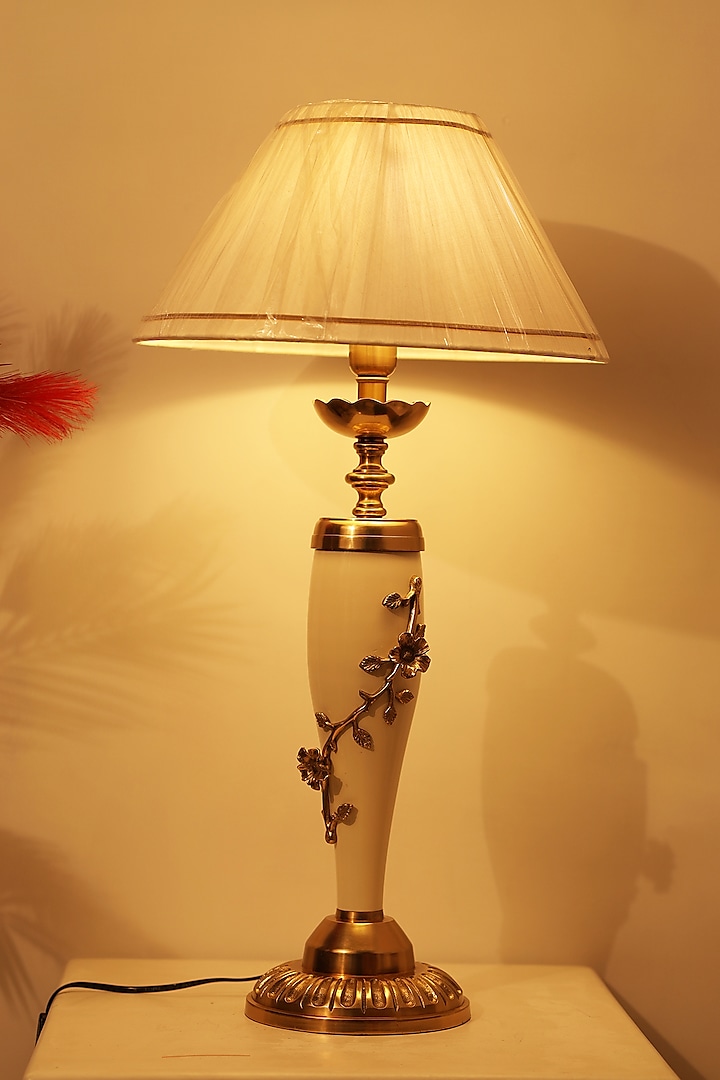 Gold & White Metal Table Lamp by Order Happiness
