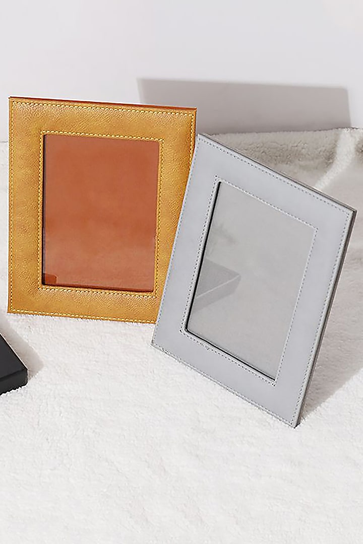 Grey & Gold Leather Photo Frame by Order Happiness