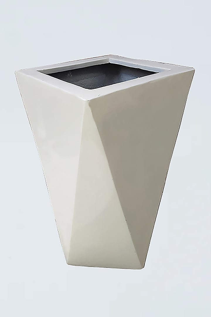 White Planter In Polyresin by Order Happiness
