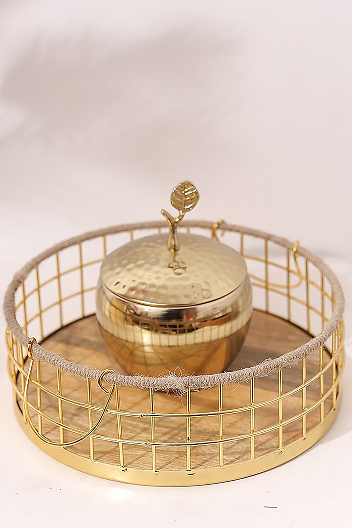 Gold Wood & Metal Basket by Order Happiness