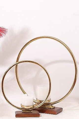 Gold Metal Candle Holders (Set of 2) by Order Happiness