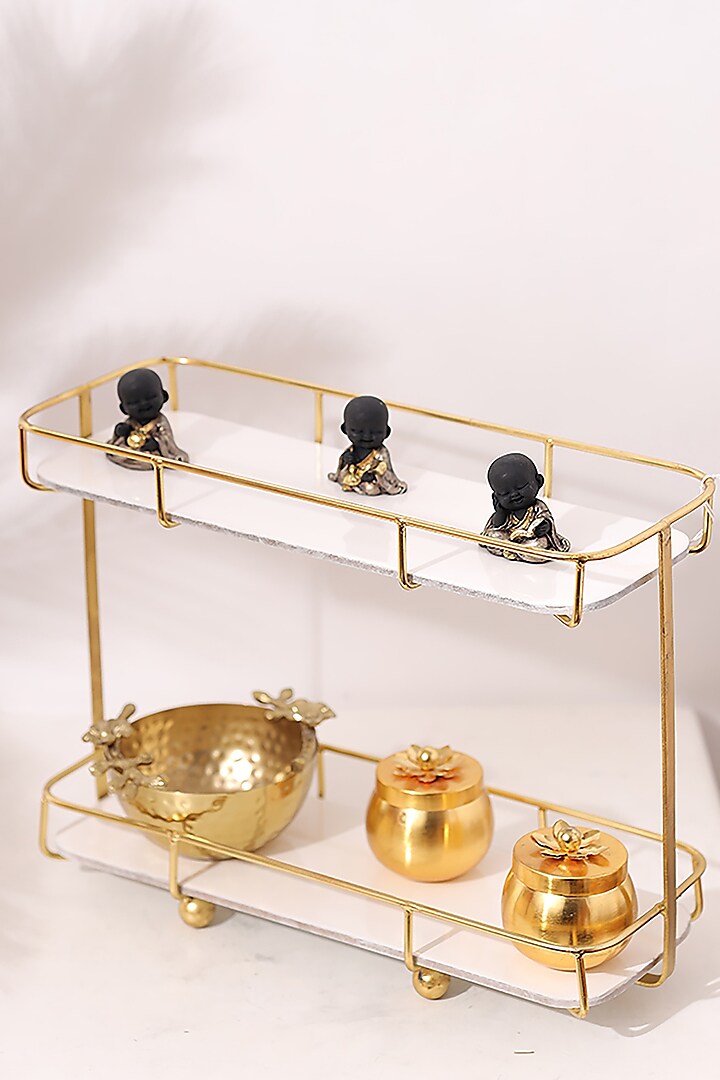 White & Gold Metal Cake Stand by Order Happiness
