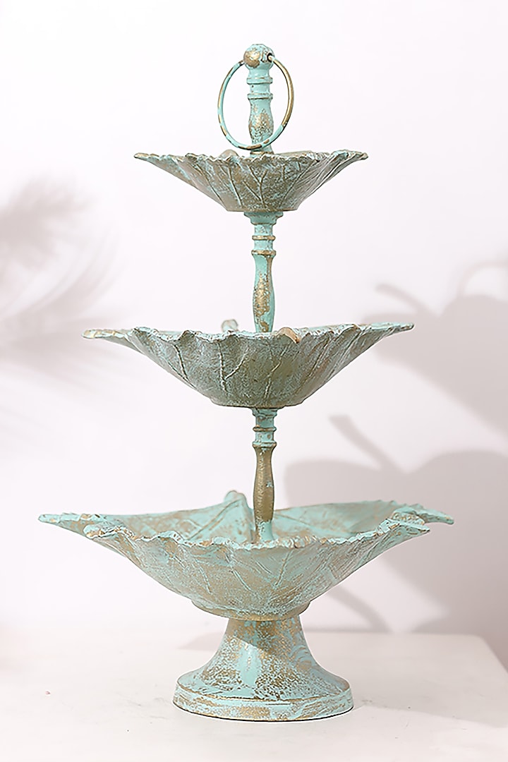 Sea Green Metal Tiered Platter by Order Happiness at Pernia's Pop Up Shop