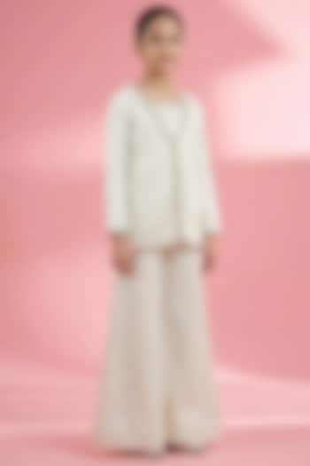 Off-White Georgette Sharara Set For Girls by Harmony at Pernia's Pop Up Shop