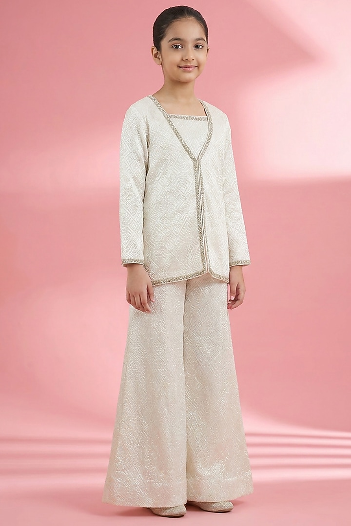 Off-White Georgette Sharara Set For Girls by Harmony at Pernia's Pop Up Shop