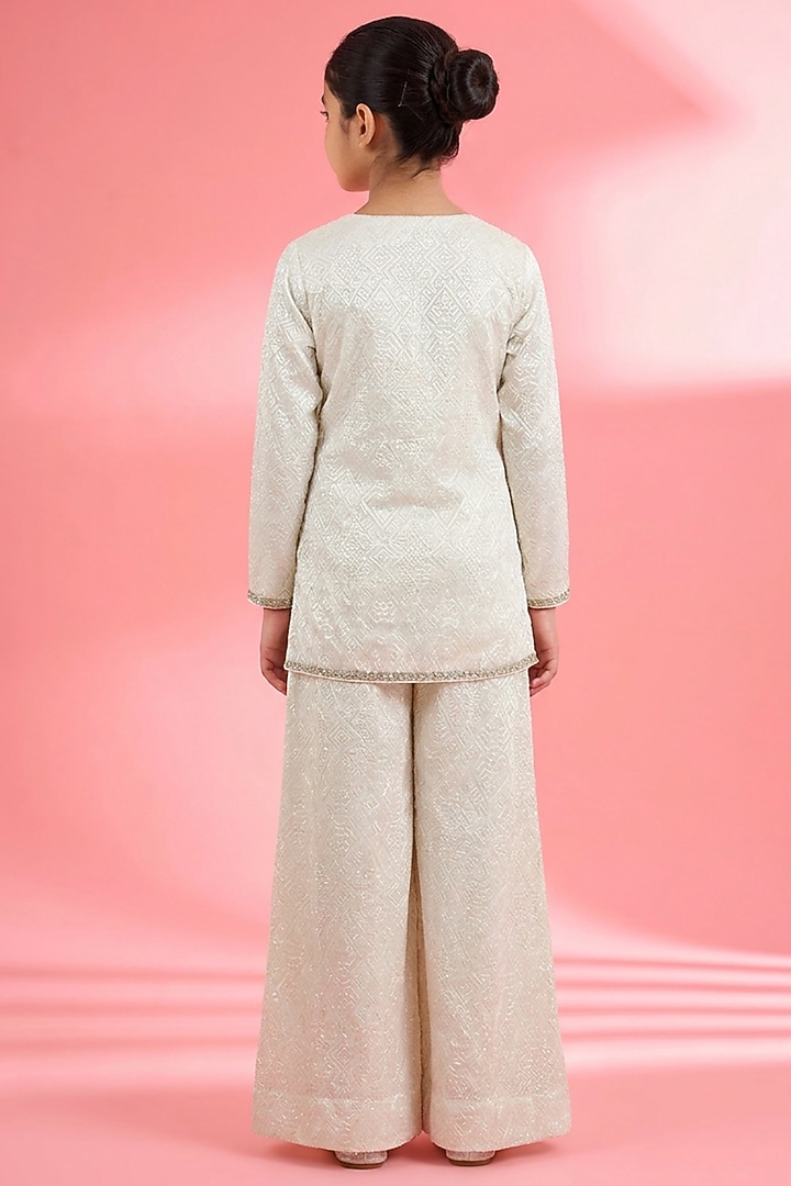 Off-White Georgette Sharara Set For Girls by Harmony at Pernia's Pop Up Shop